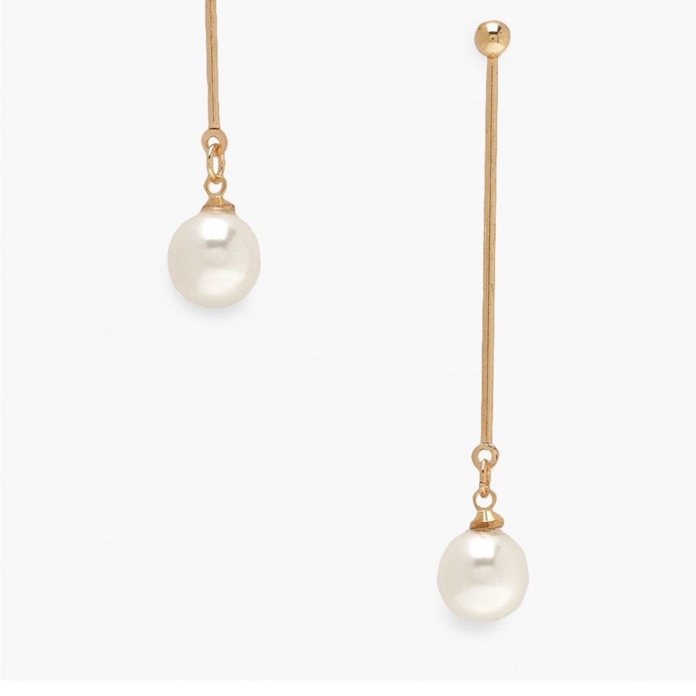 Bar Drop Pearl Earrings